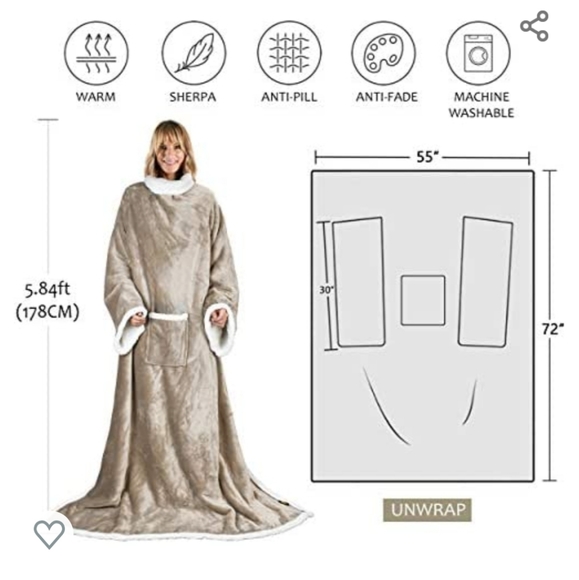 Deluxe sherpa wearable throw blanket - Picture 2 of 4